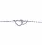 Rhodium plated sterling Silver interlocking hearts design bracelet with Clear cubic zirconia stones.