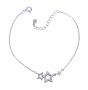 Rhodium colour plated star design bracelet with Clear cubic zirconia stones.
