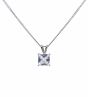 Rhodium plated sterling Silver square pendant with a Clear cubic zirconia stone.
