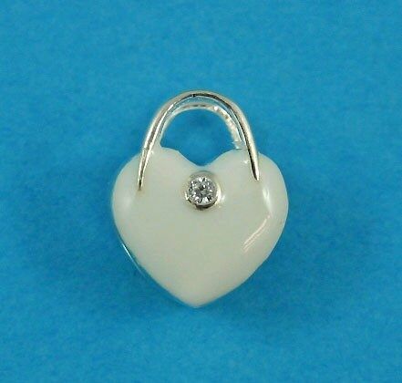 Silver White Heart Handbag Charm