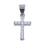 Rhodium plated sterling Silver cross pendant with Clear cubic zirconia stones.