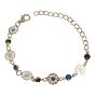 Gold colour plated flower design bracelet with genuine crystal stones.