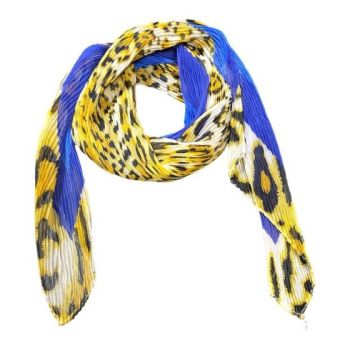 Ladies Animal Print Silk Feel Pleated Chiffon Neck Scarf