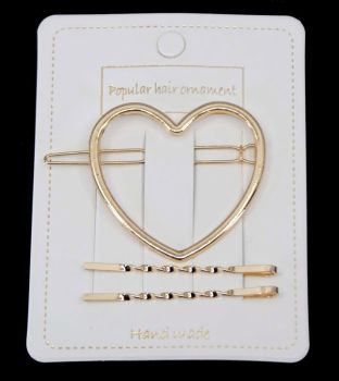 Twist Hair slides & Heart Clip Set (60p per card)