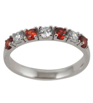 Silver Clear & Siam CZ Ring