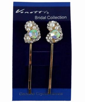 Venetti Diamante Heart Hair Slides (90p Per Pair)