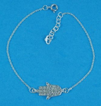 Silver Hamsa Hand Bracelet