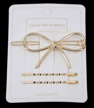 Twist Hair slides & Bow Clip Set (60p per card)