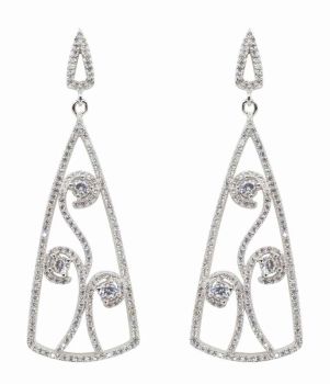 Silver Clear CZ Drop Earrings