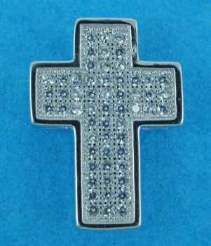 Silver Clear CZ Cross Pendant 