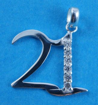 Silver Clear CZ 21 Pendant