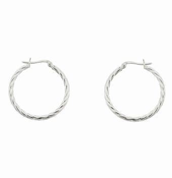 Silver Twist Hoop Earrings