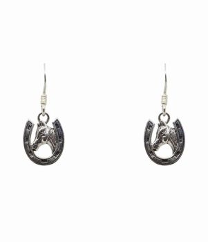 Silver Horse Drop Earrings