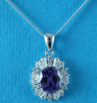 Silver Clear & Amethyst CZ Pendant