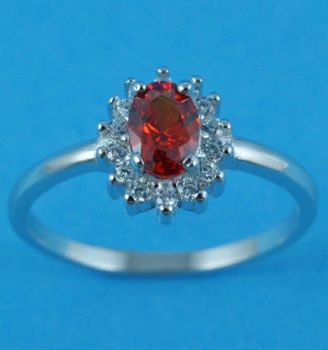 Silver Clear & Garnet CZ Ring (£7.95 Each)