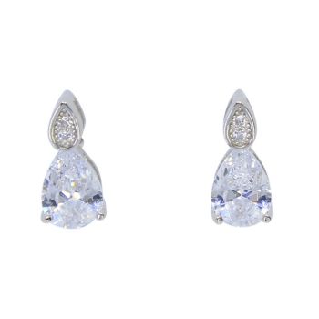 Silver Clear CZ Stud Earrings