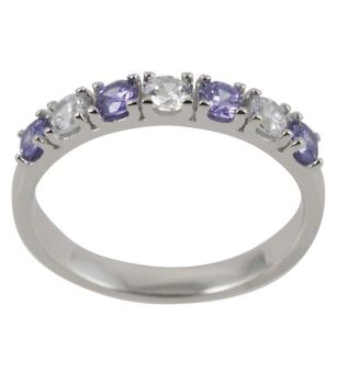Silver Clear & Amethyst CZ Ring (£4.50 Each)