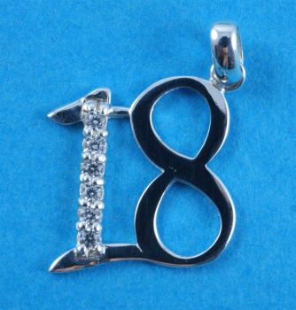 Silver Clear CZ 18 Pendant