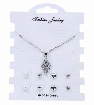 CZ Pendant & Pierced Stud Earring Set (£1.50 per card)