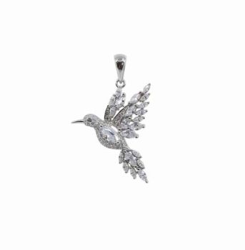 Silver Clear CZ Bird Pendant