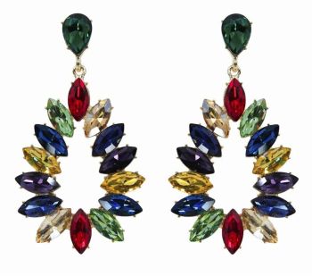 Diamante Pierced Drop Earrings