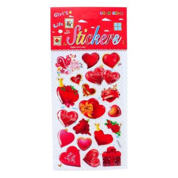 Assorted Embossed Love Heart Themed Stickers (30p per sheet)