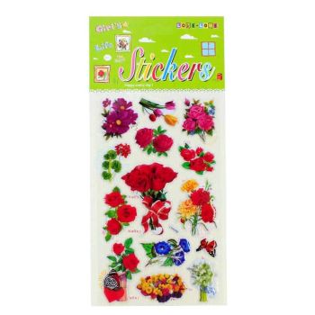 Assorted Embossed Flower Stickers (30p per sheet)