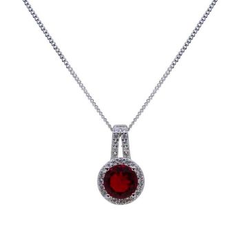 Silver Clear & Garnet CZ Pendant (£6.95 Each)