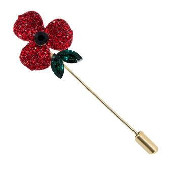 Gold colour plated Poppy stick pin encrusted with genuine crystal stones.
measuring approx 7cm x 2.2cm
Sold as a pack of 3.
