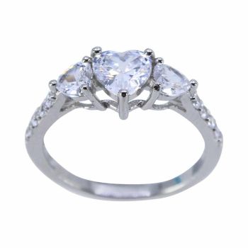 Silver Clear CZ Heart Ring (£9.50 Each)