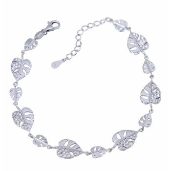 Silver Clear CZ Monstera Leaf Bracelet (£27.95 Each)
