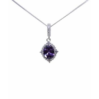 Silver Clear & Amethyst CZ Pendant (£7.95 Each)