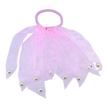 Girls Pastel Chiffon Hair Elastic With White pearls(£0.35 Each )