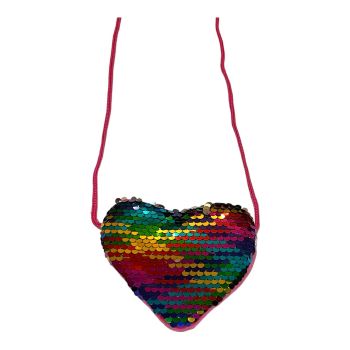 Kids Velvet Heart Shaped Shoulder Bag With Two Way Sequins (£0.80 Each )