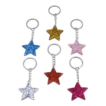 Assorted Glitter Star Keyrings 