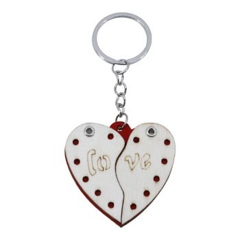 Wooden Love Heart Keyrings