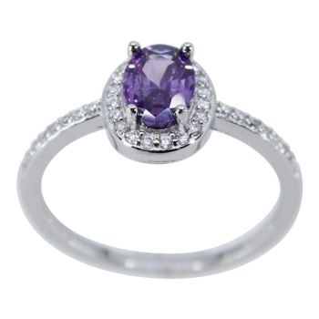 Silver Clear & Amethyst CZ Ring (£7.95 Each)