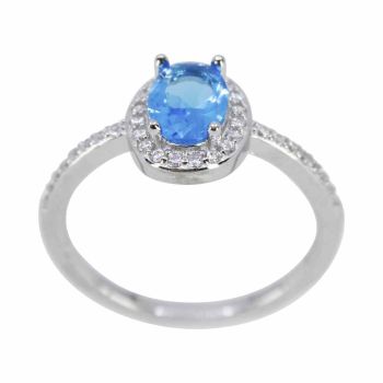Silver Clear & Aqua CZ Ring (£7.95 Each)