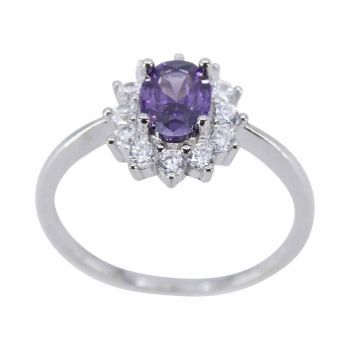Silver Clear & Amethyst CZ Ring (£9.95 Each)