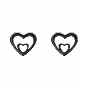 Silver Heart Stud Earrings