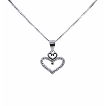 Silver Clear CZ Heart Pendant 