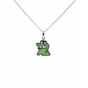 Silver Green & White Enamelled Crocodile Pendant (£8.80 Each)