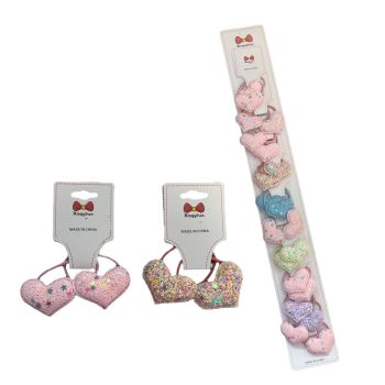 Girls Glitter Heart Elastics 