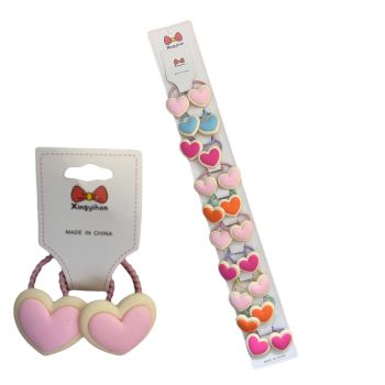 Girls Summer heart Shape Motif Hair Elastics (£0.30 Per Pair )