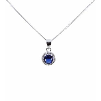 Silver Clear & Sapphire CZ Pendant (£10.95 Each)