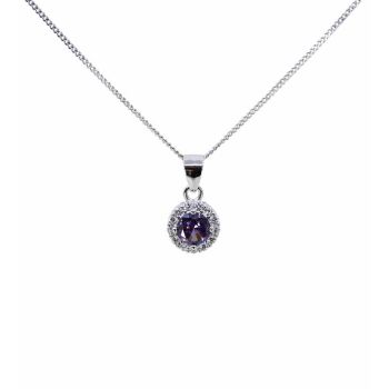 Silver Clear & Amethyst CZ Pendant (£10.95 Each)