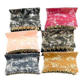 Ladies Gold Colour Plated Acrylic Assorted Pearlized Clamps -(£0.75 Each )