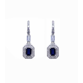 Silver Clear & Sapphire CZ Drop Earrings (£17.95 per pair)