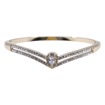 Gold or Rhodium colour plated bangle with genuine Clear crystal stones.
