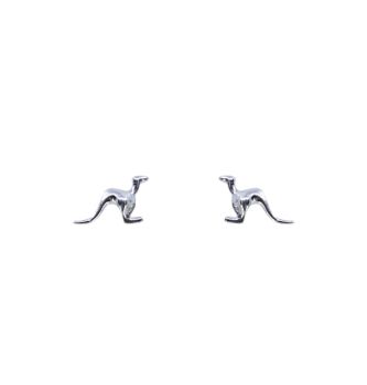 Rhodium plated sterling Silver kangaroo design stud earrings.
